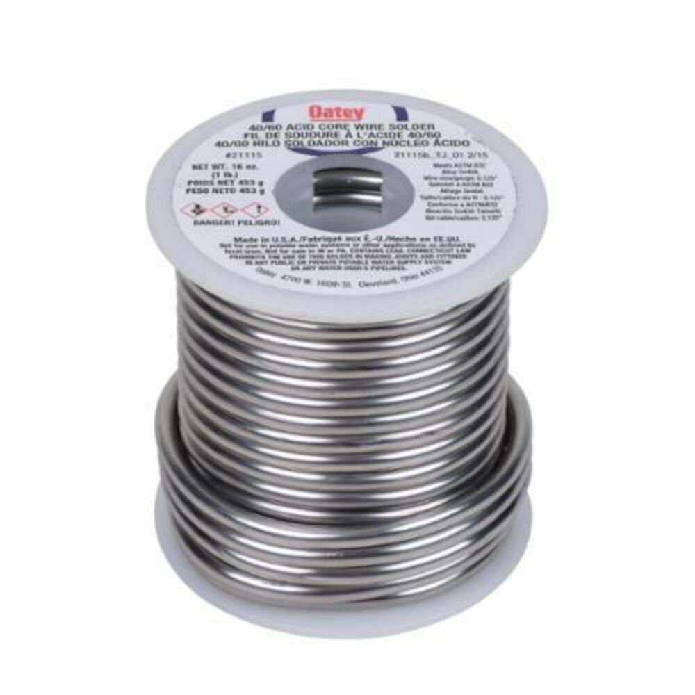 Oatey® 21115 Acid Core Wire Solder, 361 to 460 deg F Melting, 1 lb, Alloy
