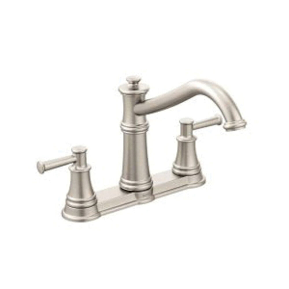 Moen® 7250SRS Belfield™ Kitchen Faucet w/o Side Spray, 1.5 gpm, 4" Center, Spot Resist® Stainless Steel, 2 Handles, Domestic