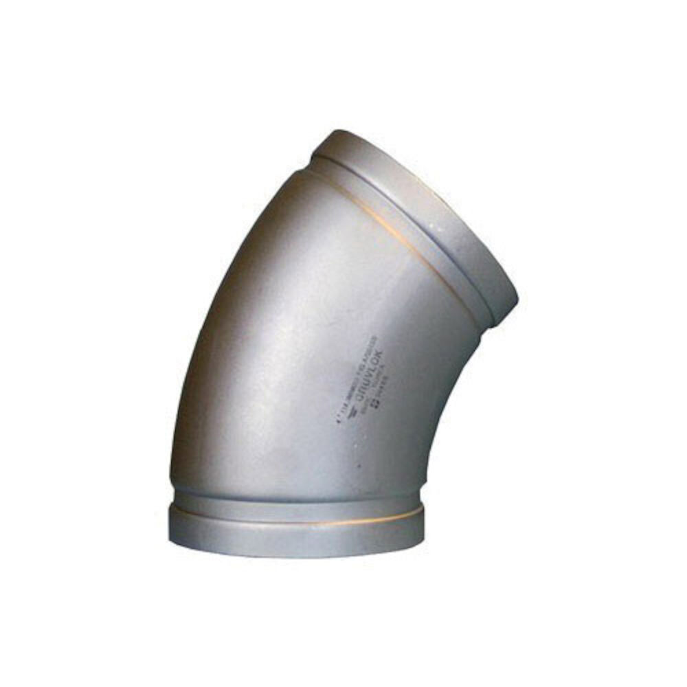 Gruvlok® 0390070423 FIG A7051SS Full-Flow 45 deg Elbow, 2", Grooved, SCH 10, 304 Stainless Steel