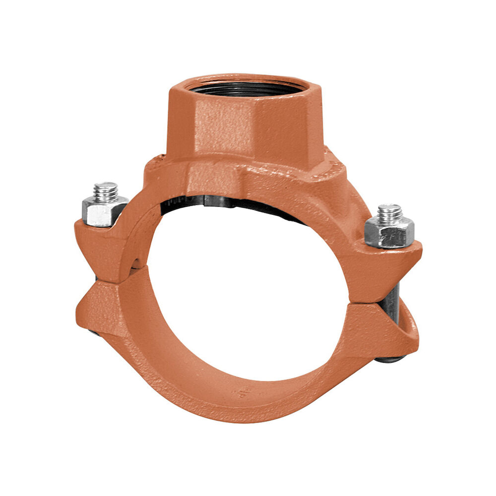 Gruvlok® 0390171007 FIG 7045 Clamp-T Branch Outlet, 2x1/2", FNPT Connection, Ductile Iron Clamp, Rust Inhibiting Orange Painted