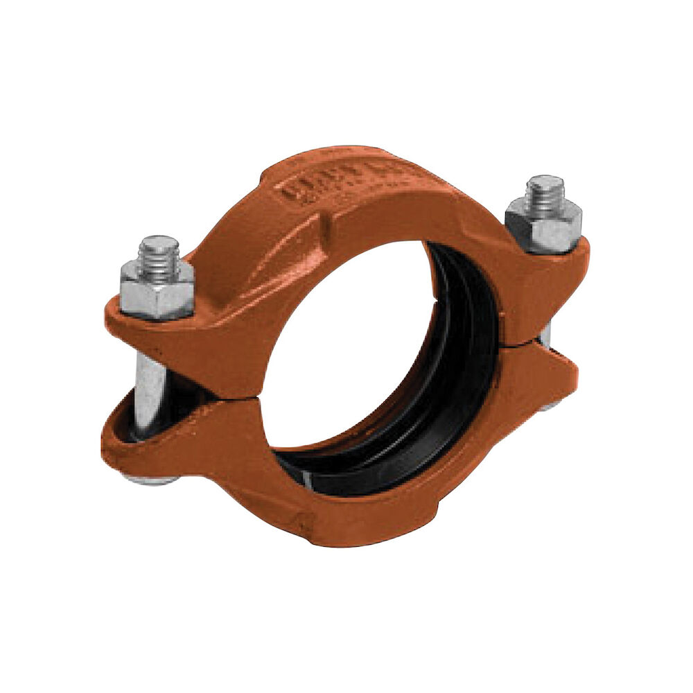 Gruvlok® 0390000206 FIG 7000 Lightweight Flexible Coupling, 1", Grooved, Ductile Iron, Rust Inhibiting Orange Painted