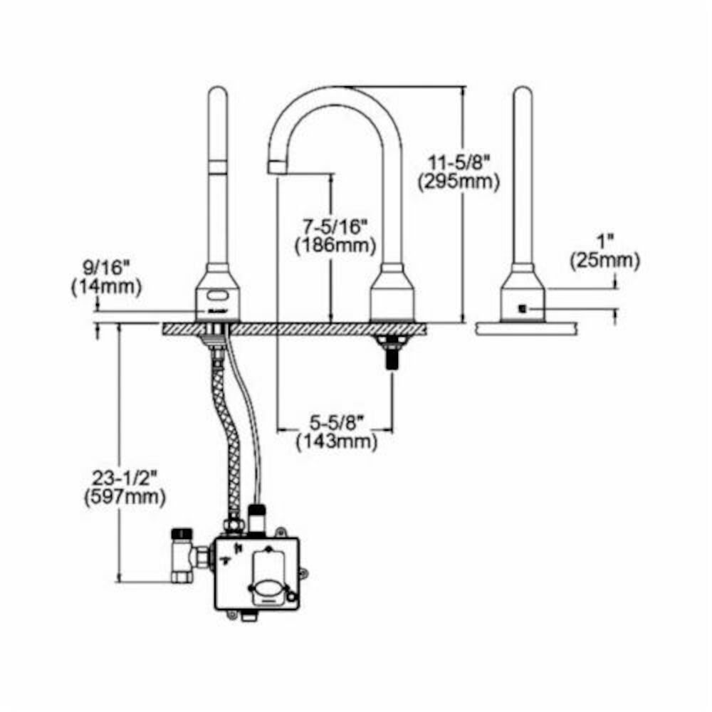LKB721C Scrub/Handwash Faucet, 2 gpm, 11-5/8" H Spout, 1 Faucet Holes, Chrome Plated, Function: Touchless