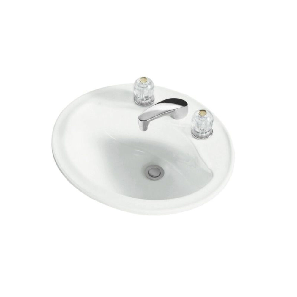 442008-0 Sanibel™ Self-Rimming Bathroom Sink With Overflow, Oval, Drop-In Mount, Vitreous China, White