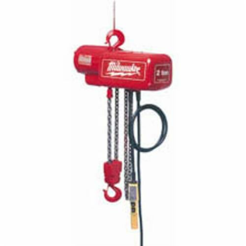 Milwaukee® Tool 9570 1-Phase Lightweight Electric Chain Hoist, 2 ton Load, 10 ft Lifting Height, 1 hp, 115 to 230 V