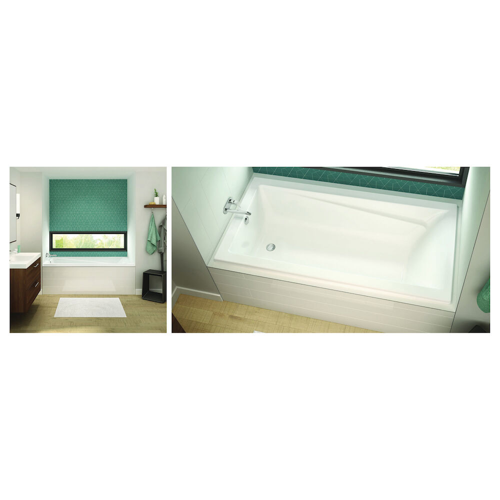 MAAX® Professional 106181-003-001 Exhibit 7236 Bathtub, Whirlpool, Rectangular, 71-7/8" Lx36" W, End Drain, White