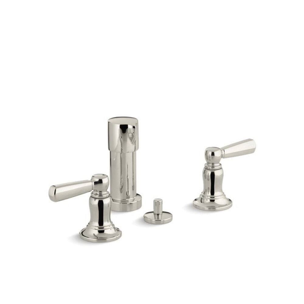 Kohler® 10586-4-SN Bancroft® Bidet Faucet, 2.2 gpm, 5-1/2 in Center, 2 Handles, Pop-Up Drain, Vibrant Polished Nickel