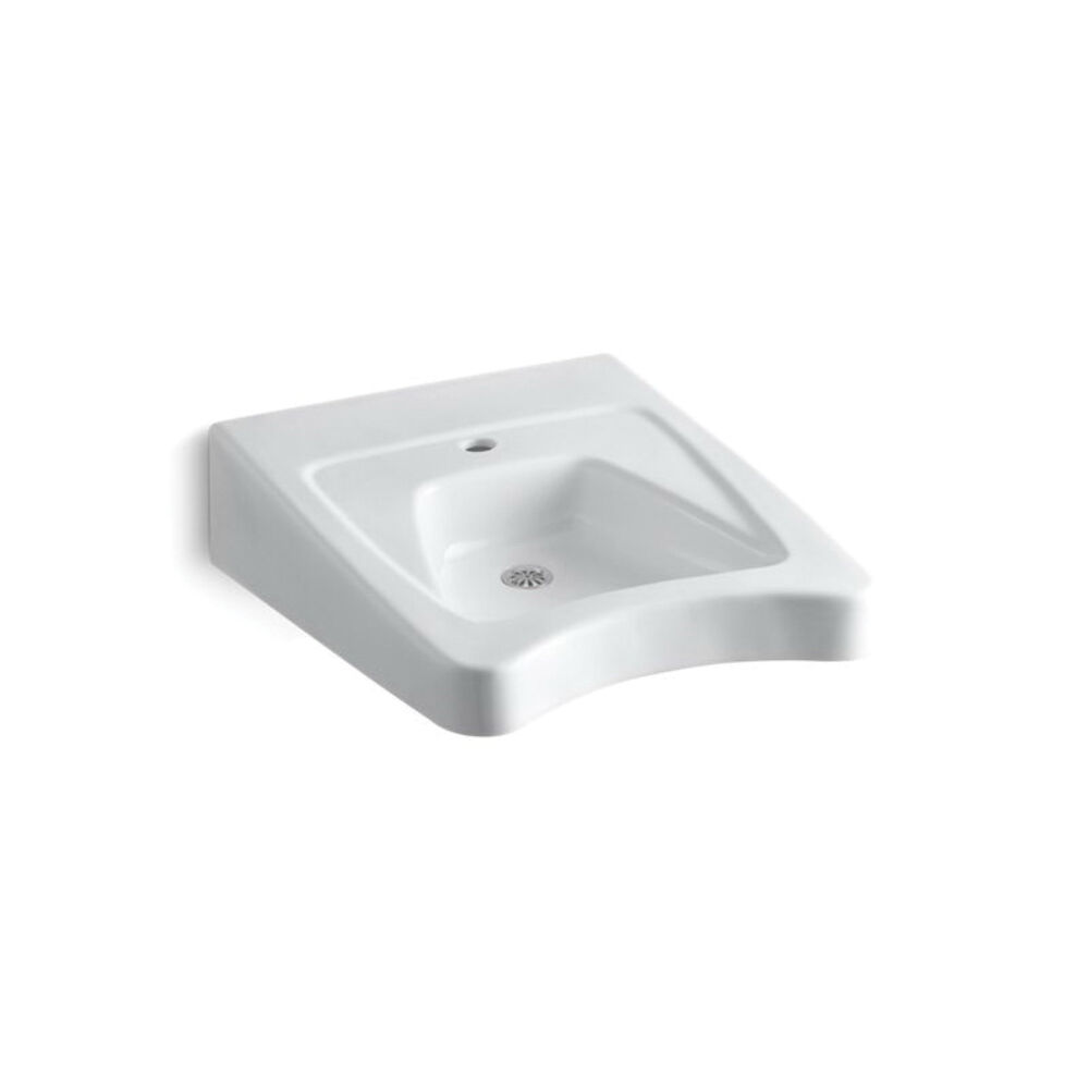 Kohler® 12638-0 Morningside™ Wheelchair Users Bathroom Sink With Overflow, Rectangular, Wall Mount, Vitreous China, White