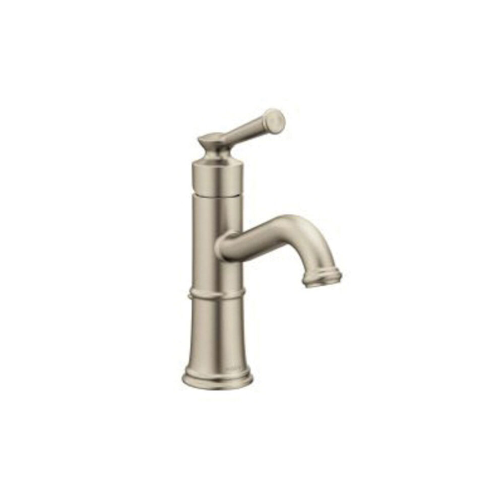 Moen® 6402BN Belfield™ Bathroom Faucet, 1.2 gpm, 5-1/2" H Spout, Brushed Nickel, 1 Handles, Pop-Up Drain