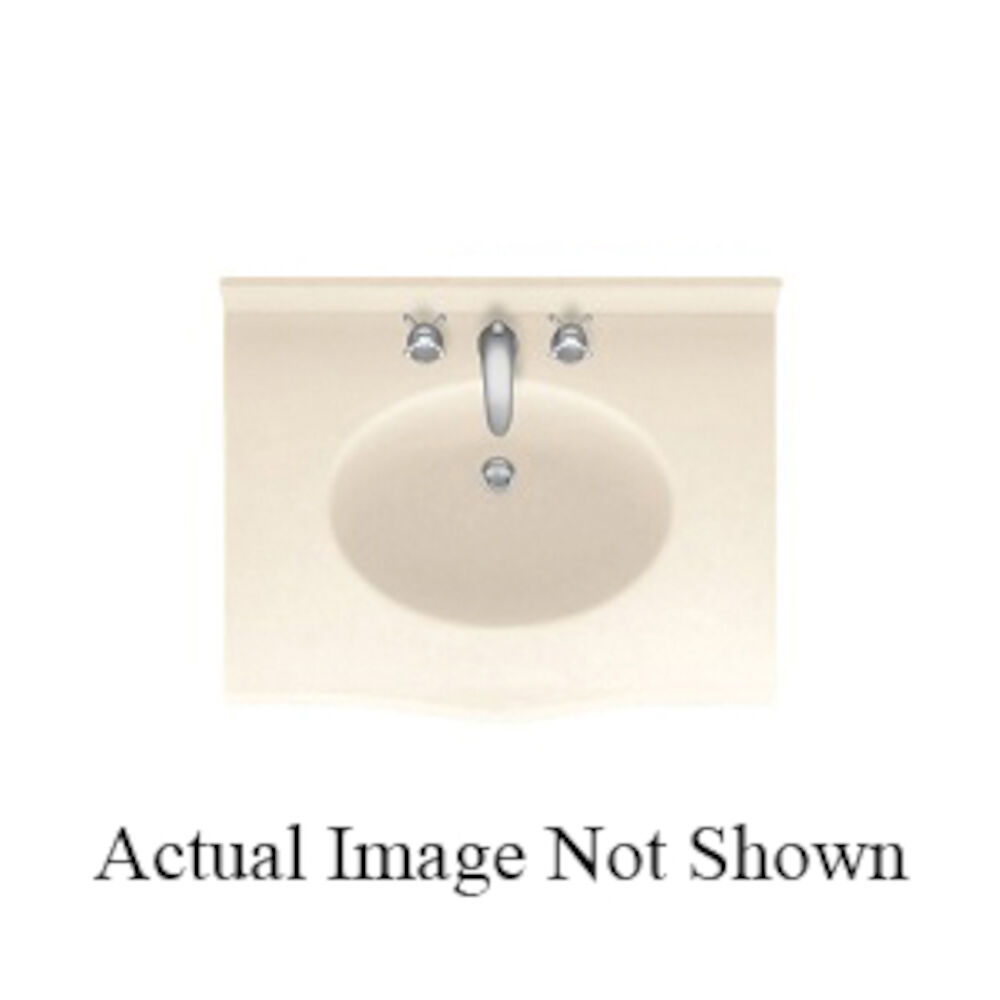 EV02237.011 Europa Vanity Top With Overflow and 3-1/2 in Backsplash, Swanstone Solid Surface Tahiti White Top