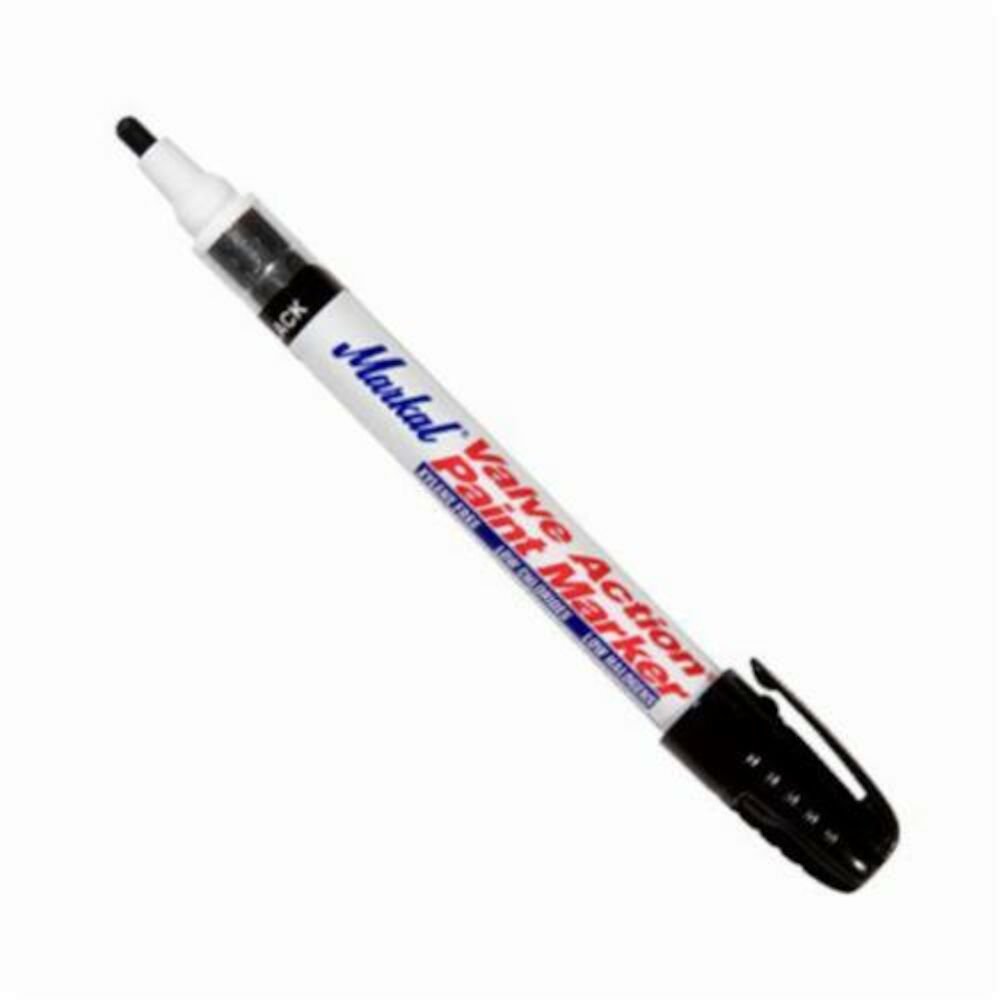 Markal® 096823 Valve Action® Liquid Paint Marker, 1/8" Medium Bullet Tip, Fiber Nib/Metal Barrel, Black