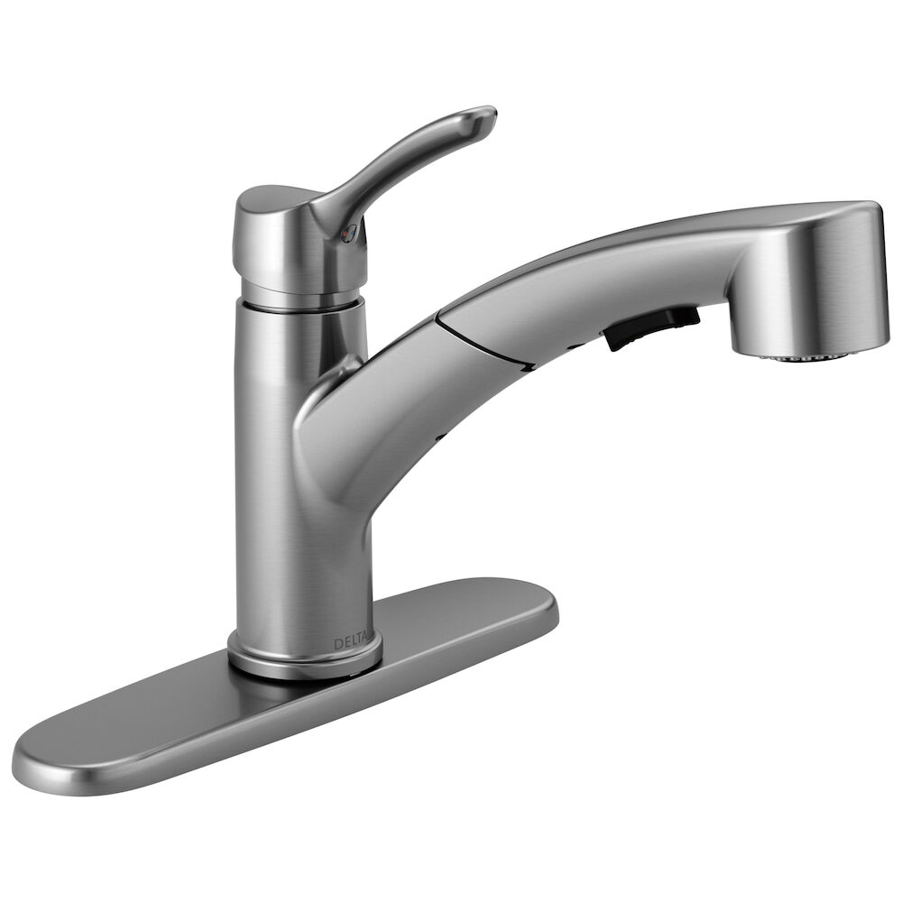 Delta Collins™ Single Handle Tract-Pack Pull-Out Kitchen Faucet, Arctic Stainless
