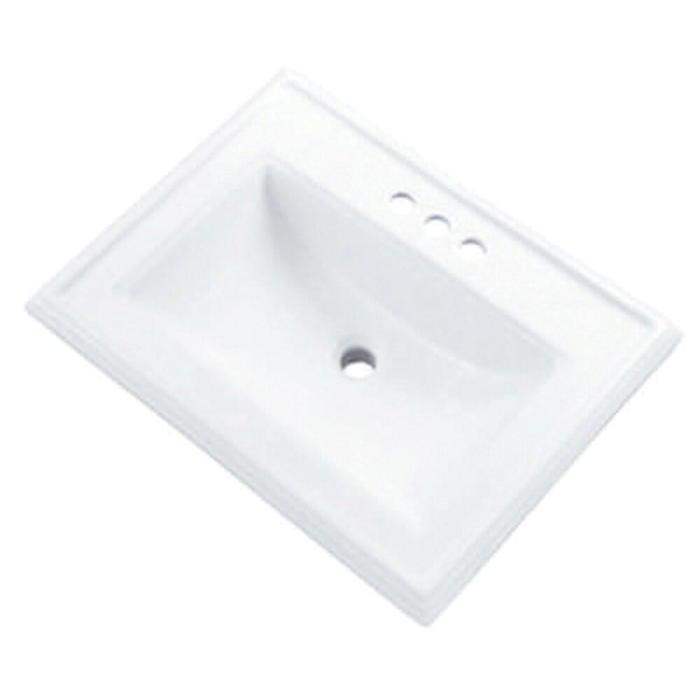 12-875 Logan Square™ Self-Rimming Bathroom Sink With Concealed Overflow, Rectangular, Vitreous China, White