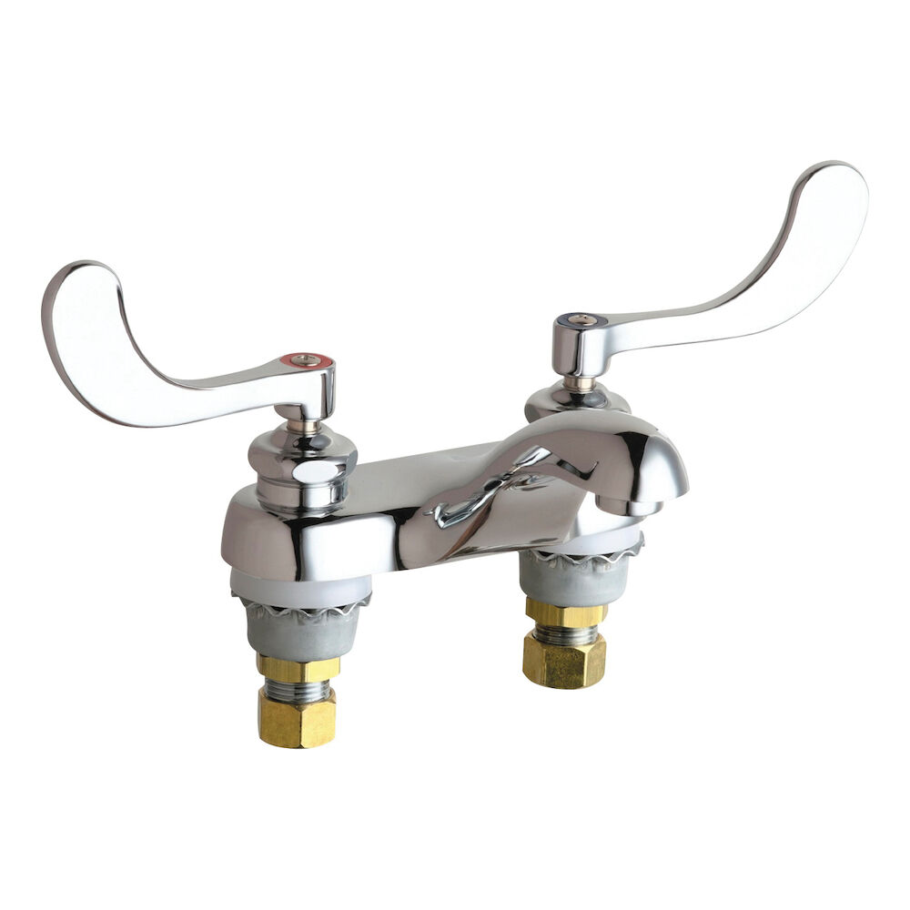Chicago Faucet® 802-317ABCP Lavatory Sink Faucet, Chrome Plated, 2 Handles, 2.2 gpm