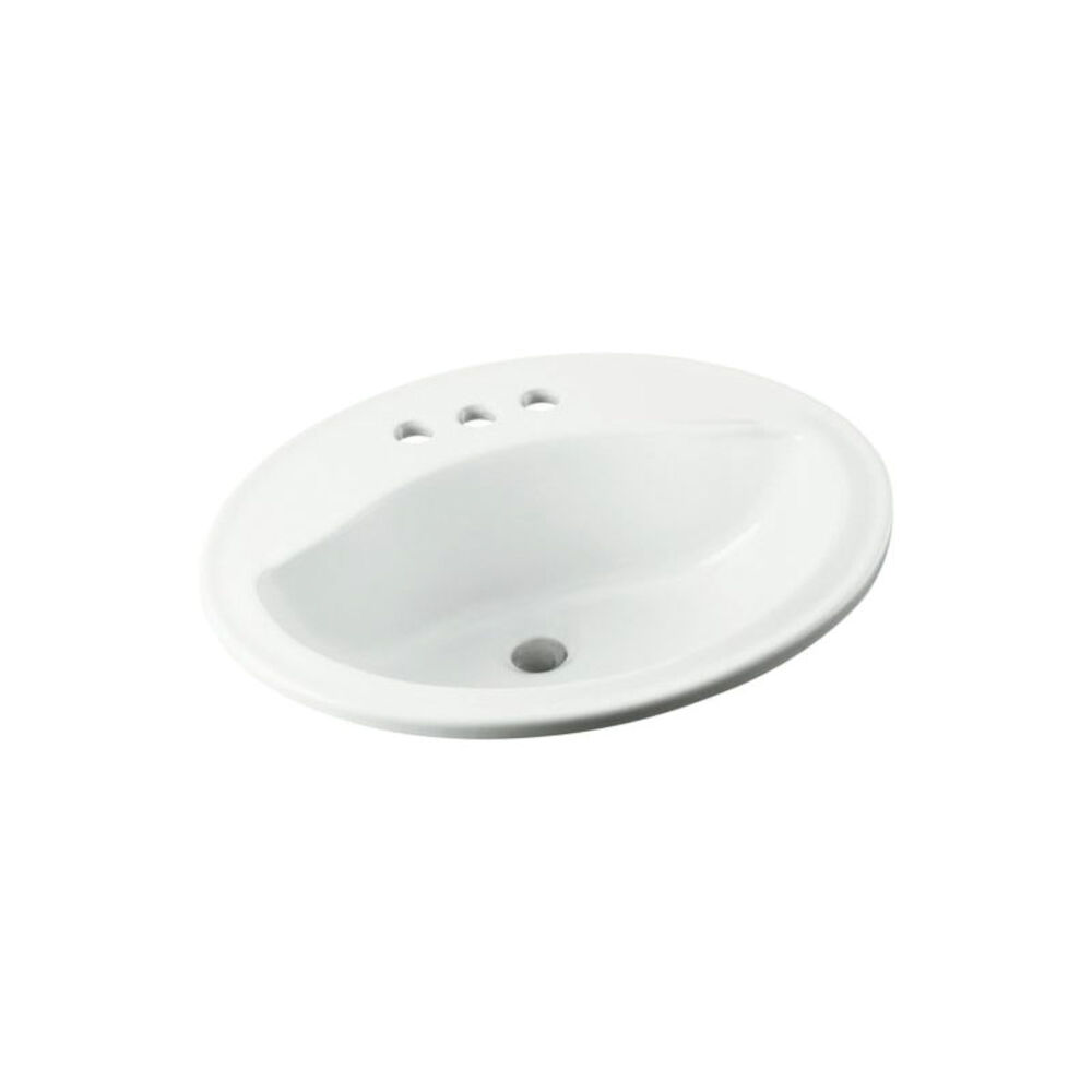 442004-0 Sanibel™ Self-Rimming Bathroom Sink With Overflow, Oval, Drop-In Mount, Vitreous China, White