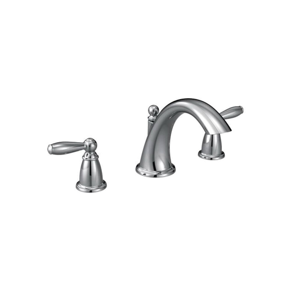 Moen® T4943 Roman Tub Faucet, Brantford™, 10 to 16" Center, Chrome Plated, 2 Handles, Function: Traditional, Domestic