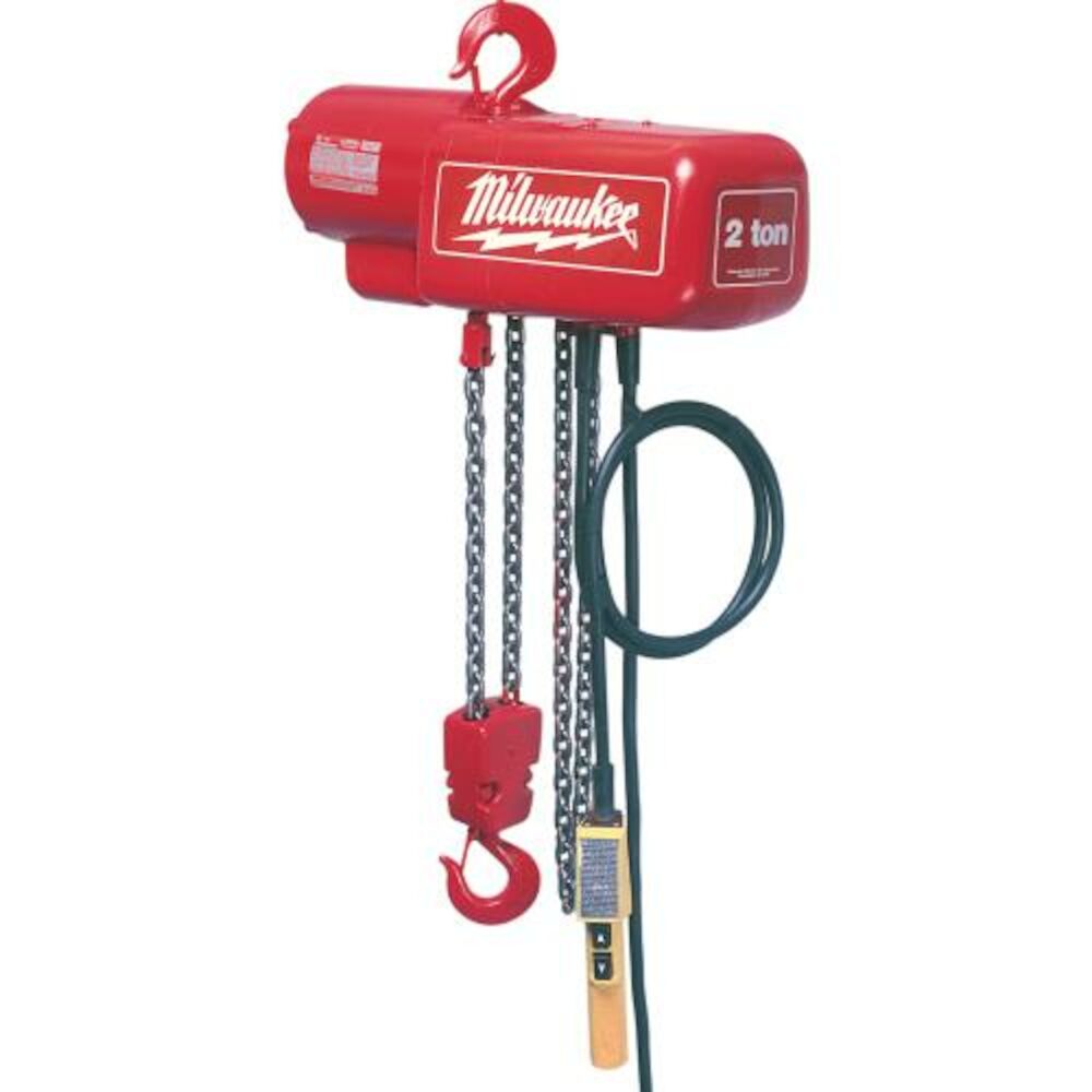 Milwaukee® Tool 9562 1-Phase Lightweight Electric Chain Hoist, 1/2 ton Load, 20 ft Lifting Height, 0.5 hp, 115 to 230 V