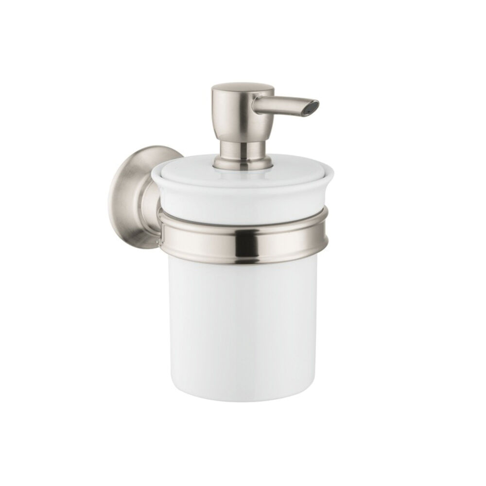 AXOR 42019820 Montreux Soap Dispenser, 8 oz, Wall Mount, Porcelain, Brushed Nickel