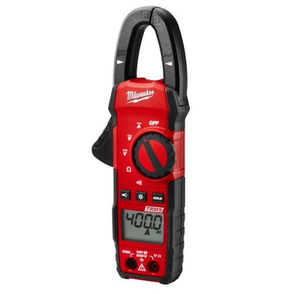 Milwaukee® Tool 2235-20 Heavy Duty Digital Clamp Meter, 600 V/VDC, 400 A, 4000 Ohm, 1" Jaw, Backlit LCD Display