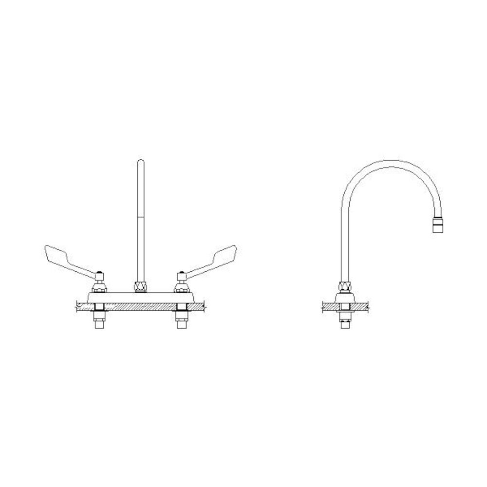 Commercial 26C3 8" Cast Deck Mount Faucet, Chrome