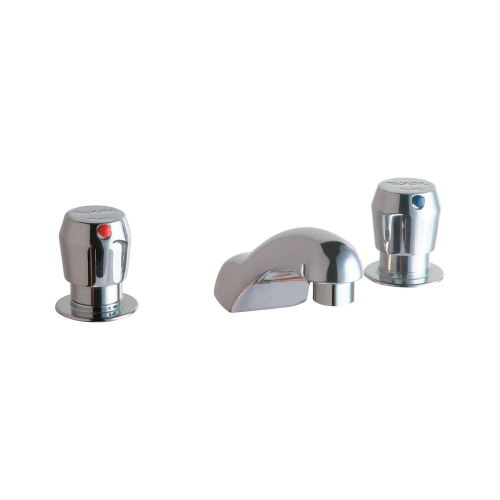 LK651 Elkay 8" Centerset w/ Concealed Deck Metered Lavatory Faucet, Cast Fixed Spout Push Button Handles, Chrome