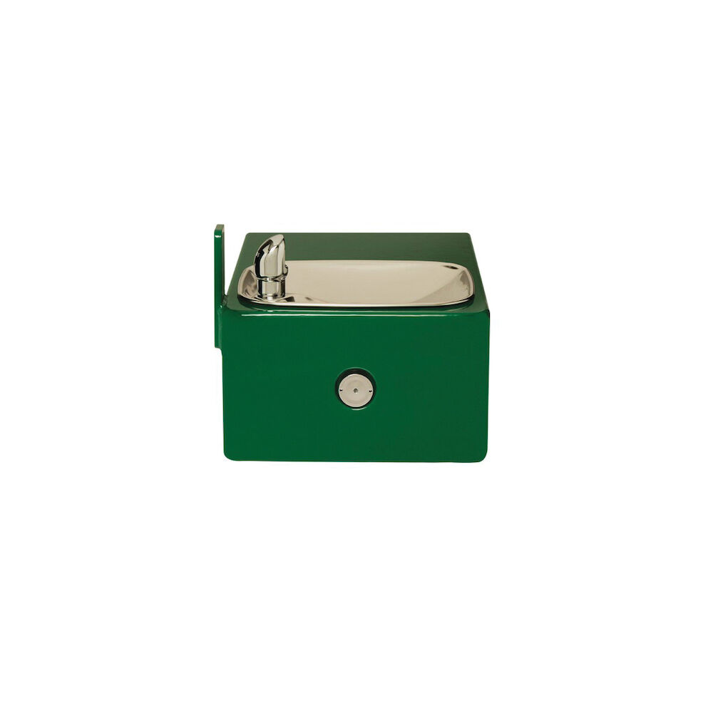 Haws® 1025 Barrier Free Drinking Fountain, 0.45 gpm, Pushbutton Operation, Non-Refrigerated Chilling, Green