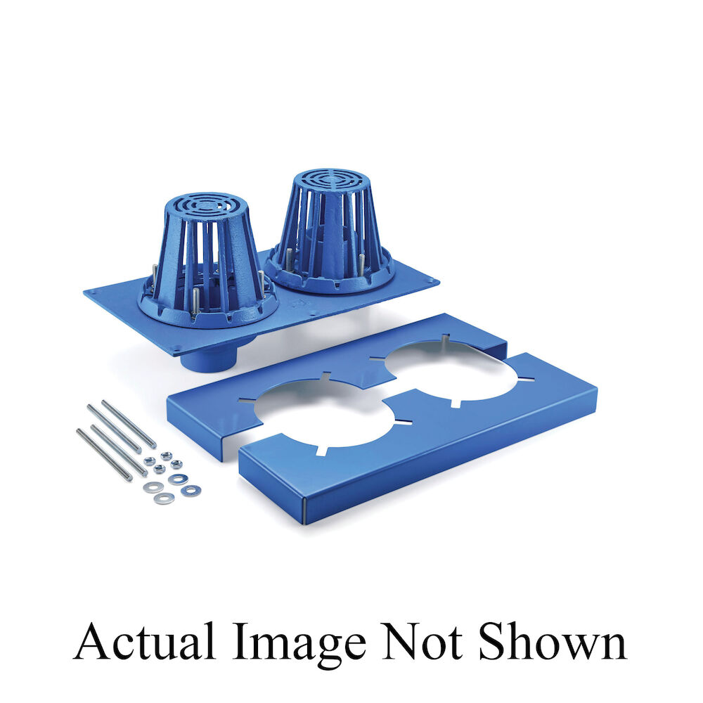 RD2130-NH3-C-CI Combination Roof Drain and Overflow, 3" Outlet, No-Hub Connection, 5-1/2" H Cast Iron Grid, Cast Iron Drain