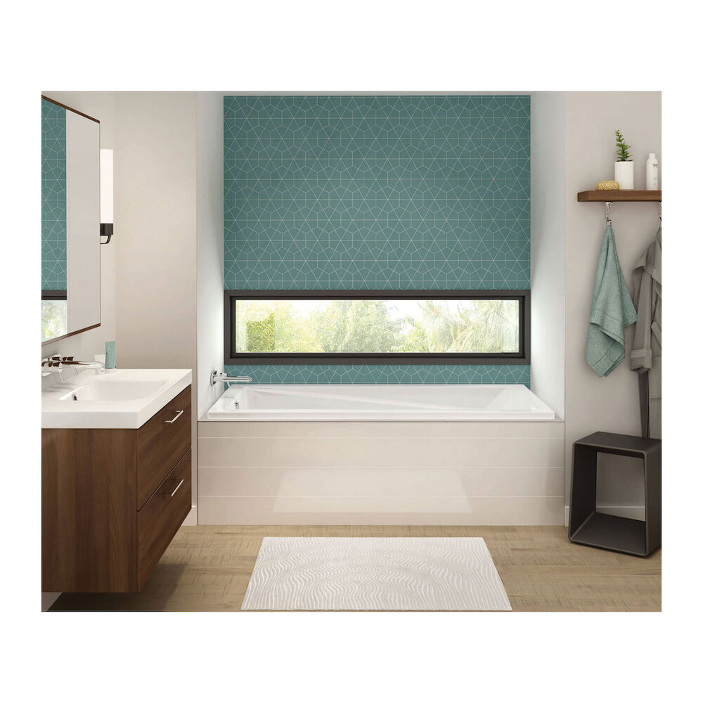 MAAX® 106170-103-001 Professional 106170 Bathtub, Exhibit 6036, Aeroeffect, Rectangular, 60" L x 36" W, End Drain, White