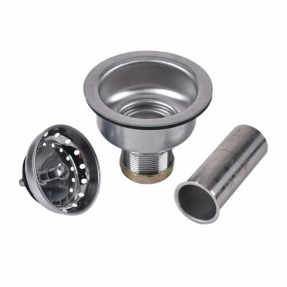 Dearborn® 15T Snap-N-Tite Sink Basket Strainer w/ 4" Chrome Plated Tailpiece, 3-3/4" OAL, Stainless Steel, Chrome Plated