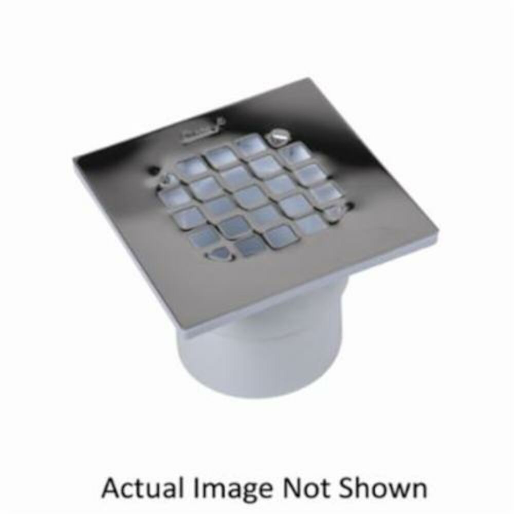 42389 131 Two Part Adjustable Slab Drain With Square Stainless Steel Screw-Tite Strainer, Stainless Steel Grid