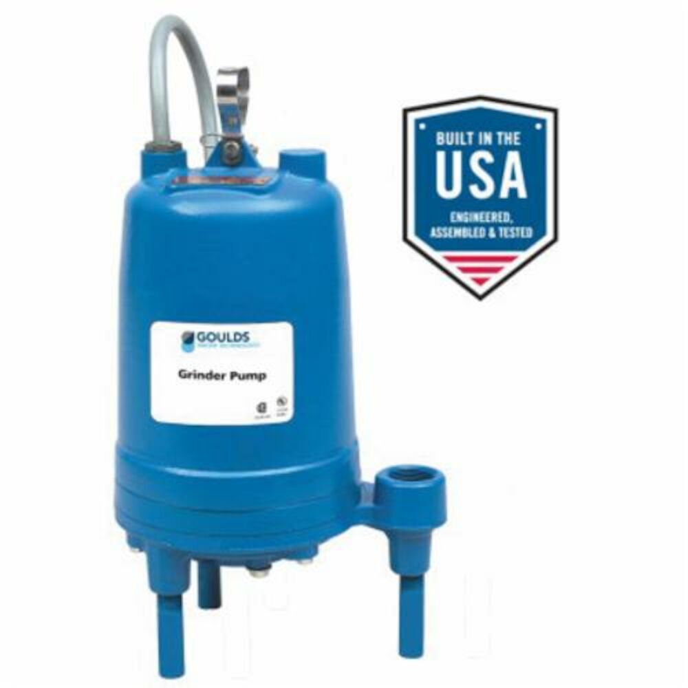 Goulds RGS2012 1-Phase Residential Grinder Pump, 41 gpm Maximum, Non-Automatic, 95 ft TDH Maximum Head, 208/230 V