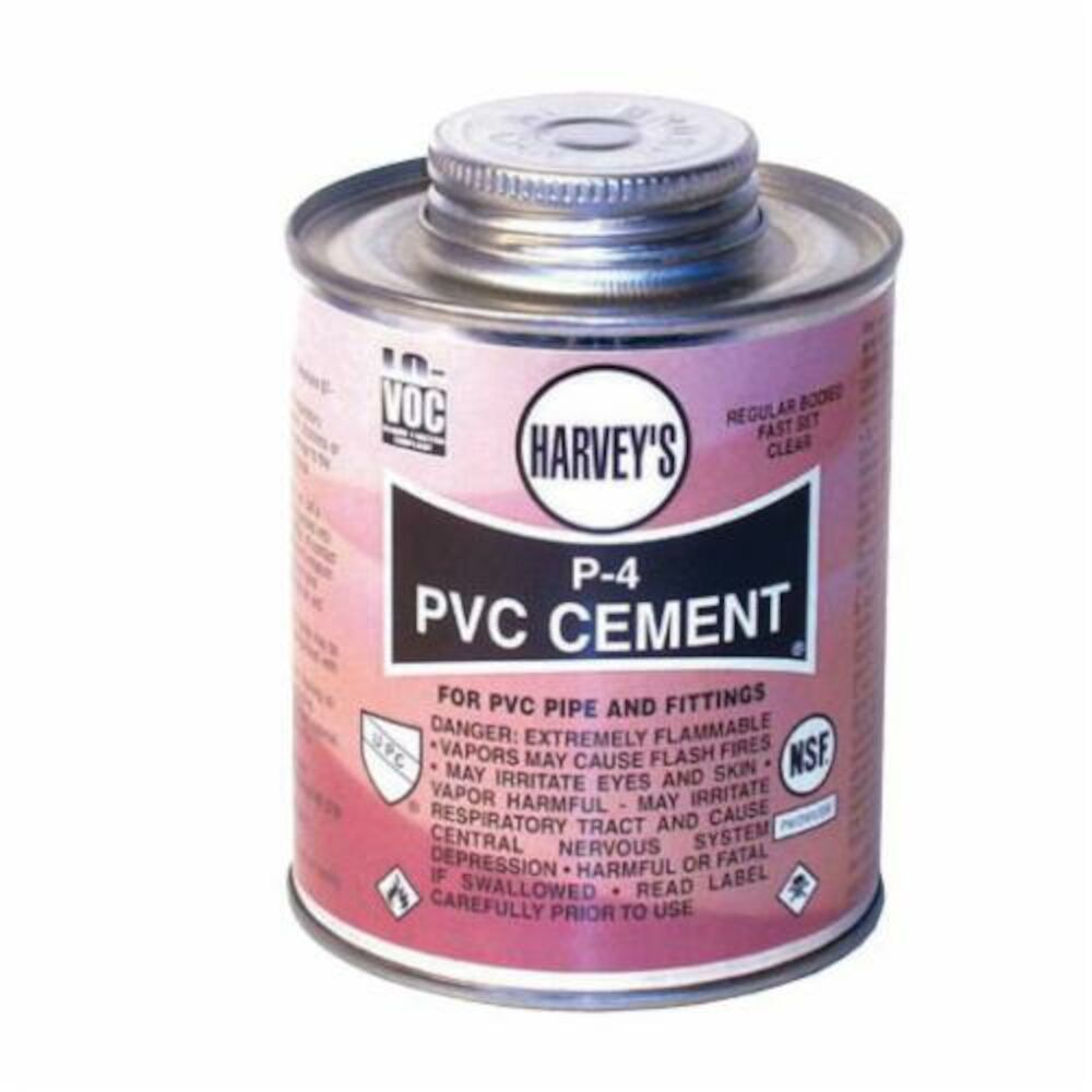 Harvey® 18110-24 P-4 Low VOC PVC Solvent Cement, 8 oz Dauber Can, Translucent Liquid, Clear, .9 +/- .02