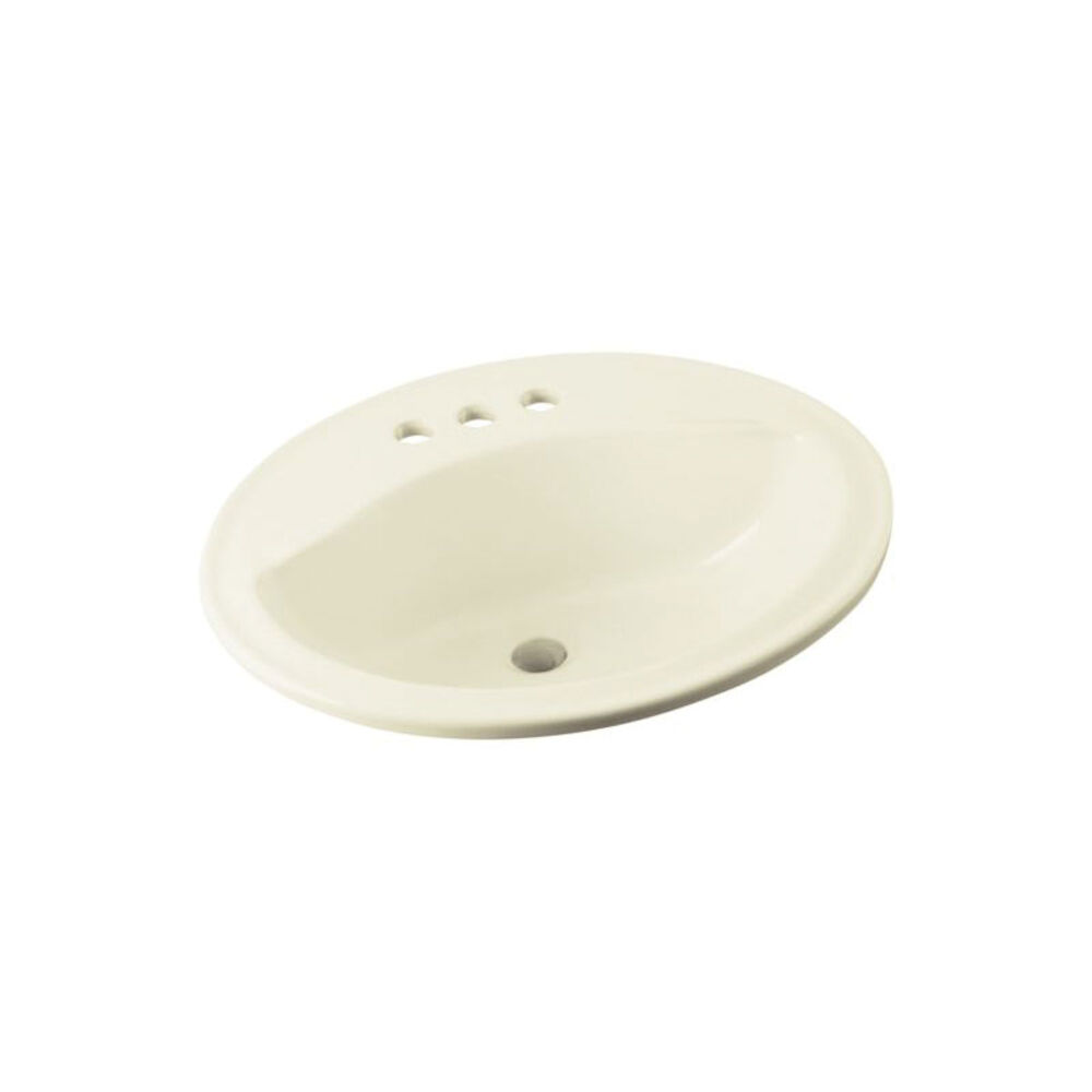 442004-96 Sanibel™ Self-Rimming Bathroom Sink With Overflow, Oval, Drop-In Mount, Vitreous China, Biscuit