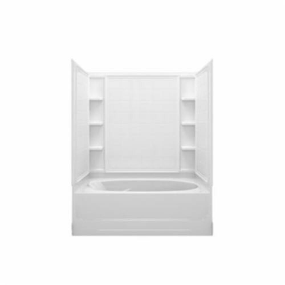 Sterling® 71100122-0 Ensemble™ Above Floor Drain Tile Bath/Shower, 60" Lx36" Wx74-1/4" H, Vikrell®, White