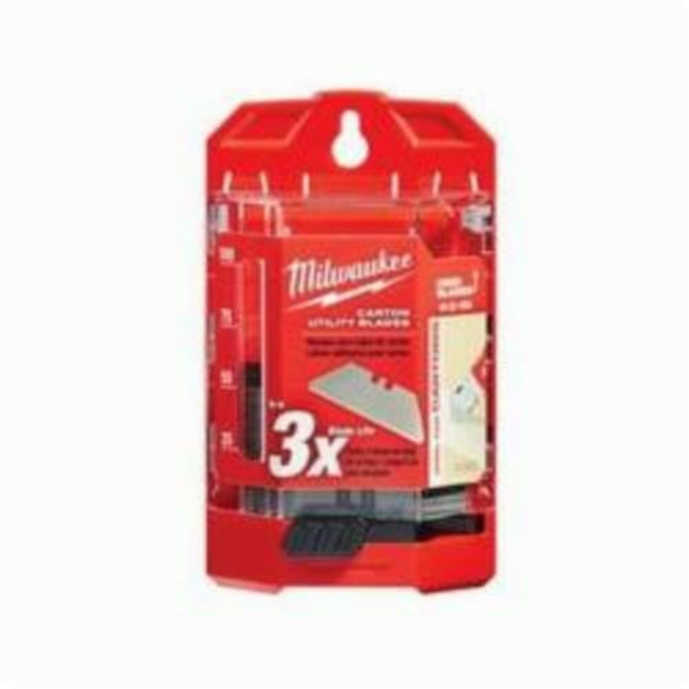 Milwaukee® Tool 48-22-1954 50-Piece Utility Knife Blade With Dispenser, Round Point/Straight Edge, Micro Carbide Metal