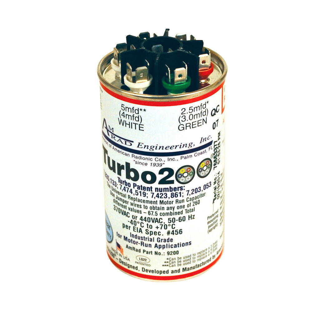 Mars® Turbo® 200 12200 Universal Motor Run Capacitor, 2.5 to 67.5 uF, 440 V, Aluminum Case, Domestic