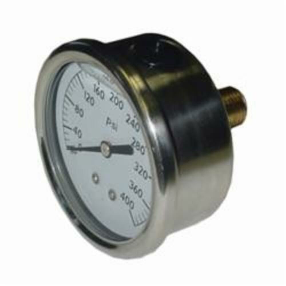 Merrill™ PGLB25400 300 Liquid-Filled Pressure Gauge, 0 to 400 psi, 1/4" NPT Brass Back Connection, 2-1/2" Dial, +/-3-2-3%