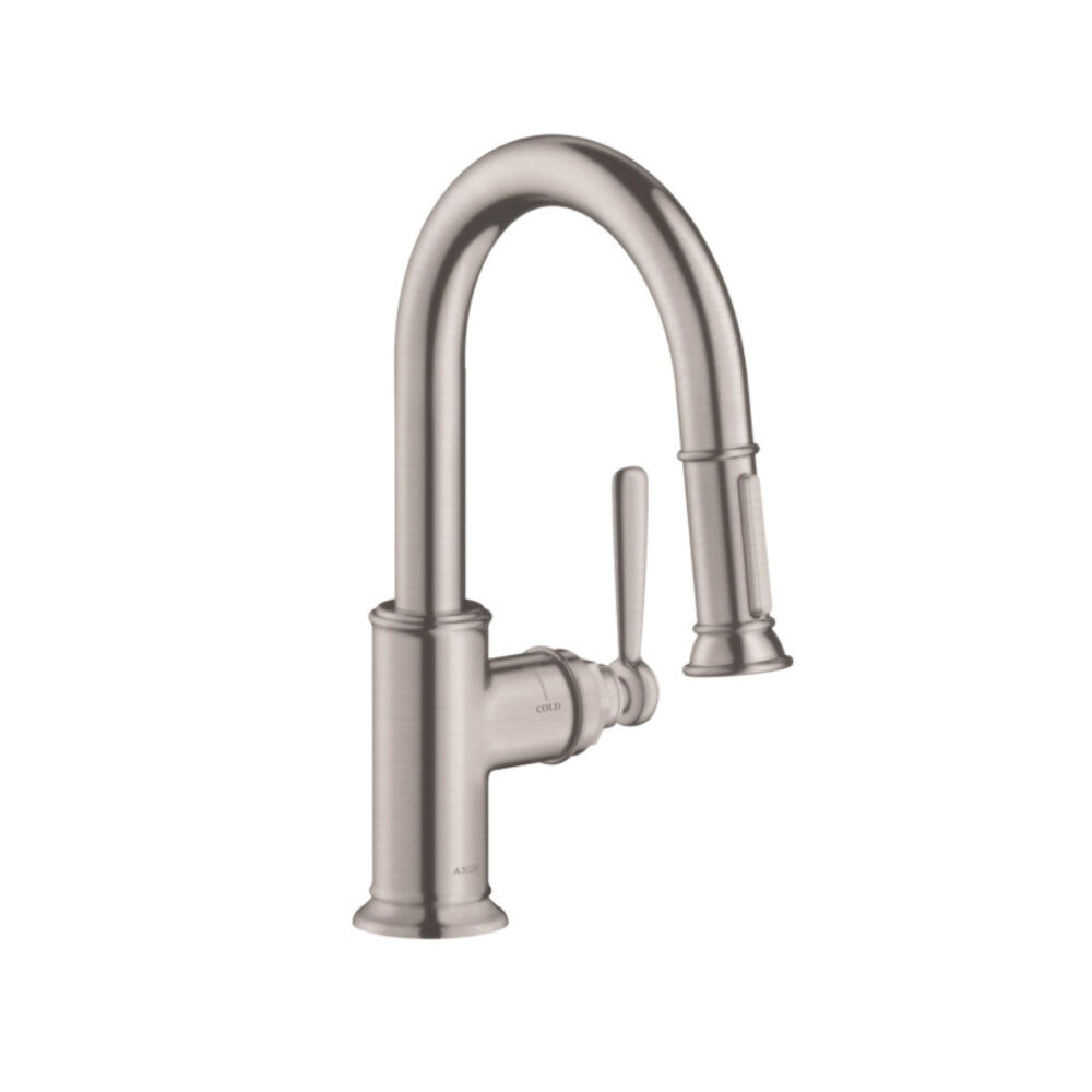 AXOR 16584801 Montreux Prep Kitchen Faucet, 1.75 gpm, Steel Optik, 1 Handle, Domestic
