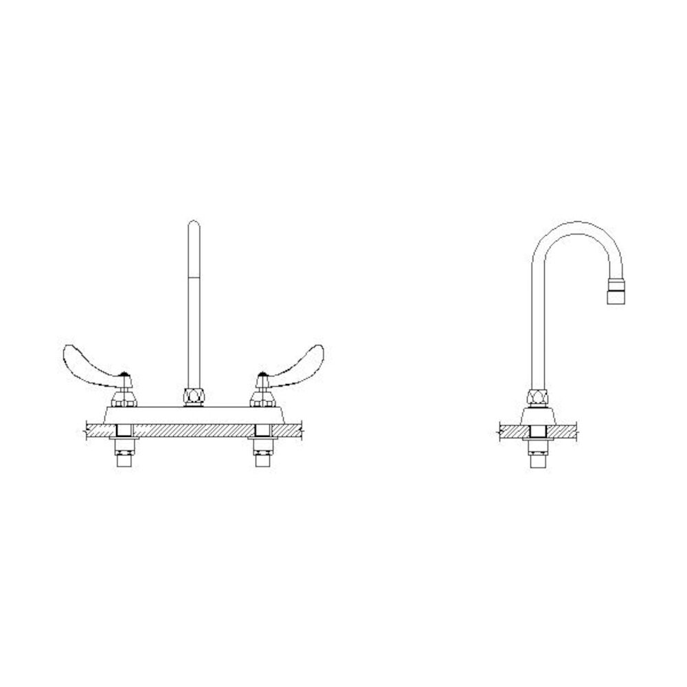 Commercial 26C3 8" Cast Deck Mount Faucet, Chrome