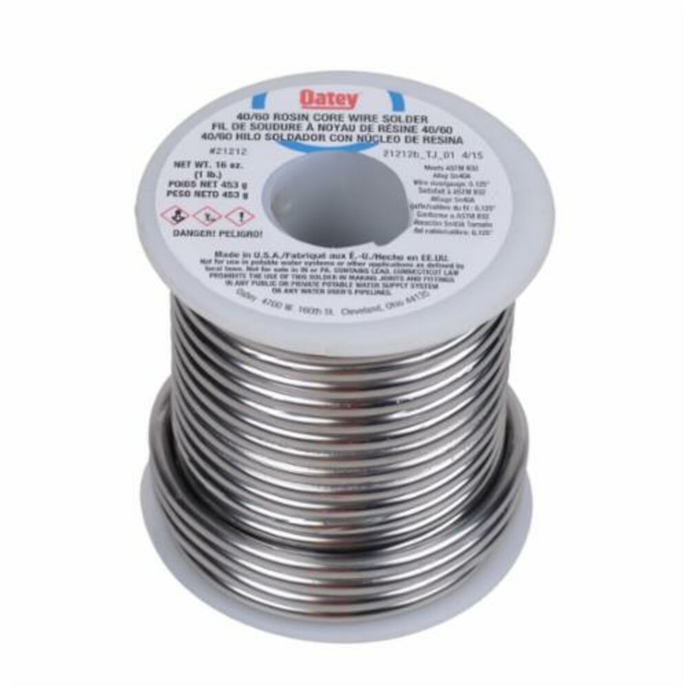 Oatey® 21212 Silver Rosin Core Wire Solder, 361 to 375 deg F Melting, 1 lb, Alloy