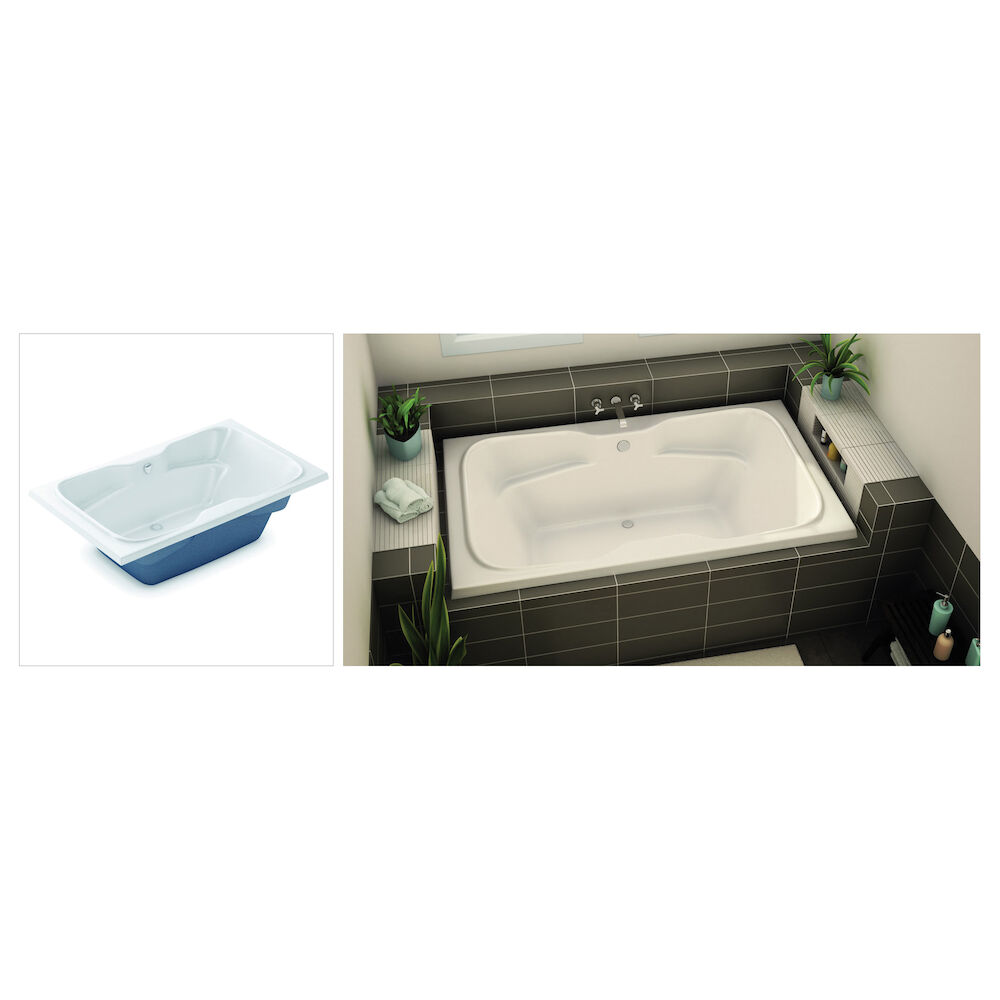 Aker® by MAAX 141108-057-007 SBHG-4272 Bathtub, Bodywrap Whirlpool, Rectangular, 72" L x 42" W, Center Drain, Biscuit