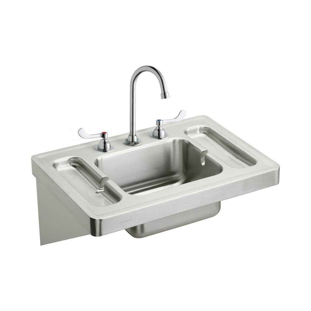 ESLV2820W4C Lavatory Sink Kit, Rectangular, Wall Mount, Stainless Steel, Buffed Satin