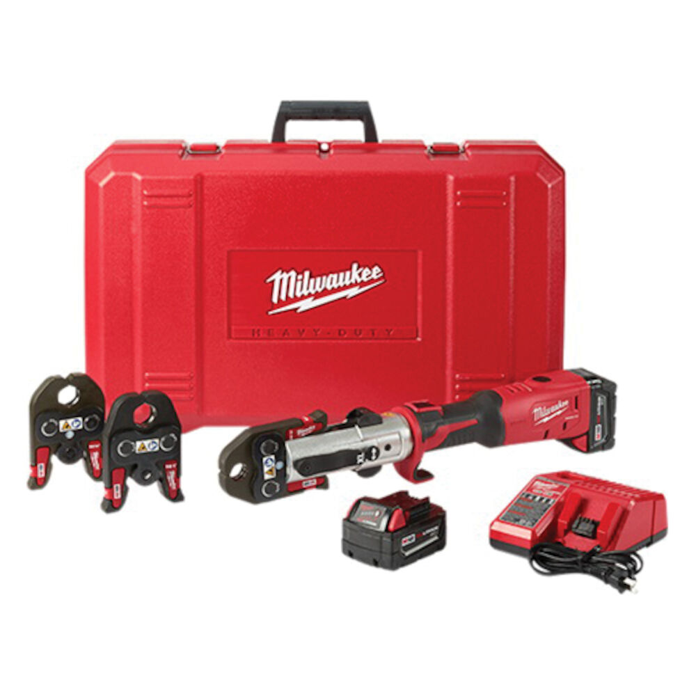 Milwaukee® Tool 2773-22L M18™ FORCE LOGIC™ Cordless Long Throw Press Tool Kit, 7200 lb Crimping, 18 V, Lithium-Ion Battery, 18.3" OAL