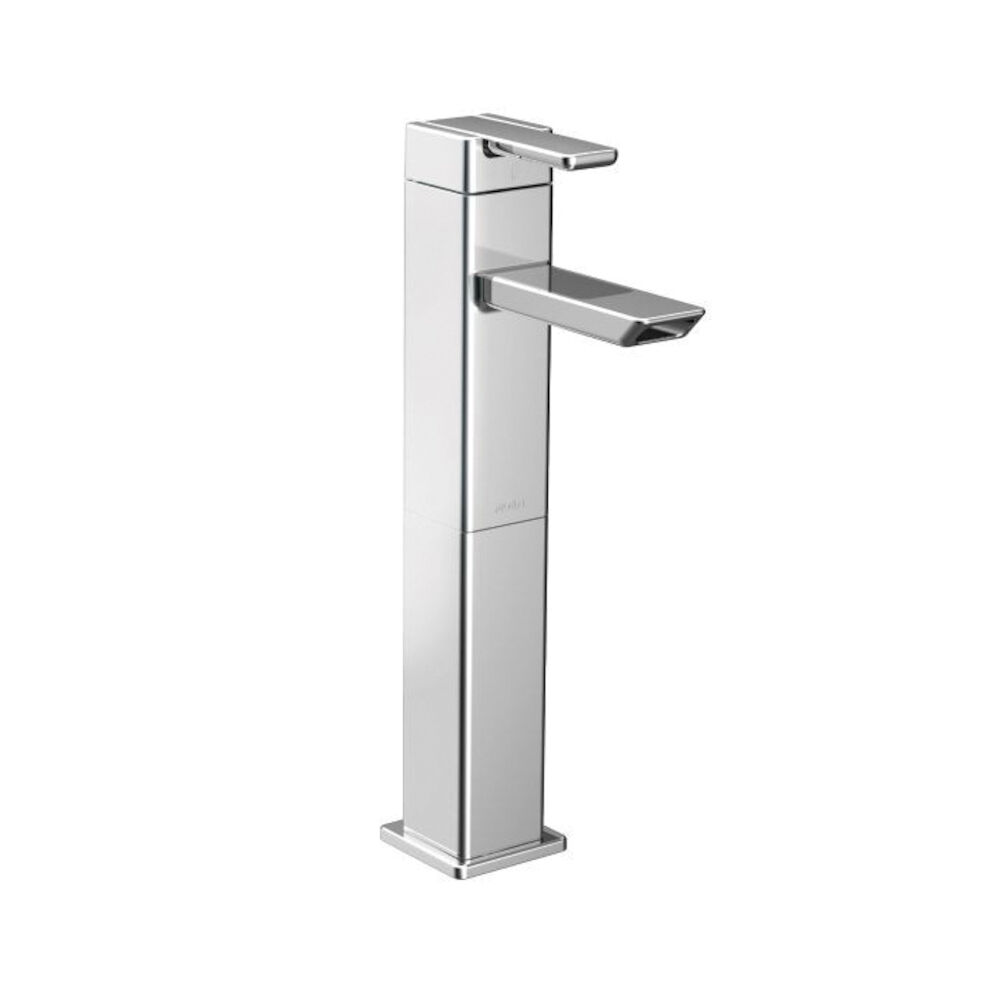 Moen® S6711 90 Degree™ Vessel Bathroom Faucet, 1.5 gpm, 9-1/8 in H Spout, 1 Handle, Pop-Up Drain, Chrome Plated, Commercial