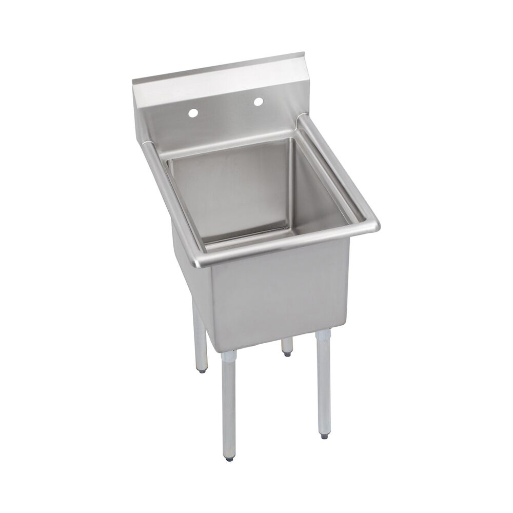 1C18X18-0X Standard Scullery Sink, 23" L x 23.8" W x 44.8" H, Wall Mount, 16 ga Stainless Steel, 1 Bowl, 10" Backsplash