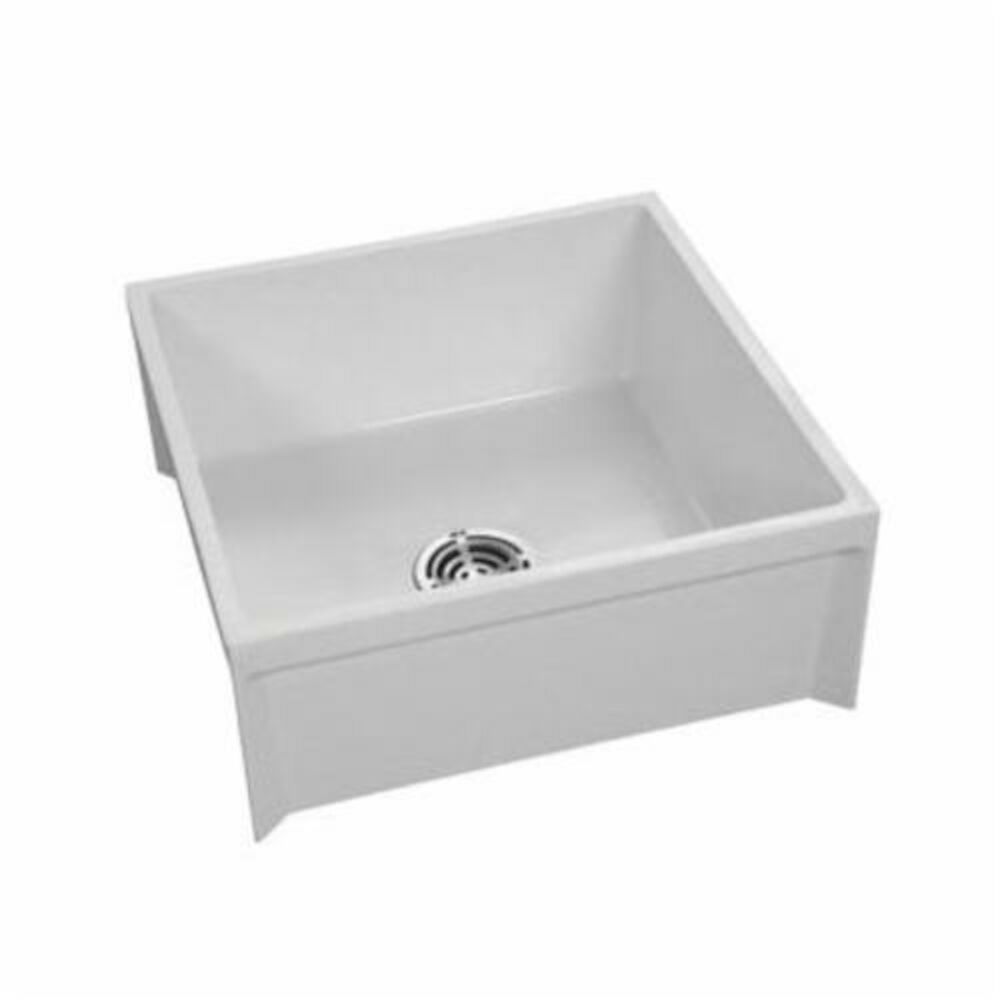 FIAT® MSB2424 Mop Service Basin, Square, 24-3/16" W x 24-3/16" Dx10" H, Molded Stone, White