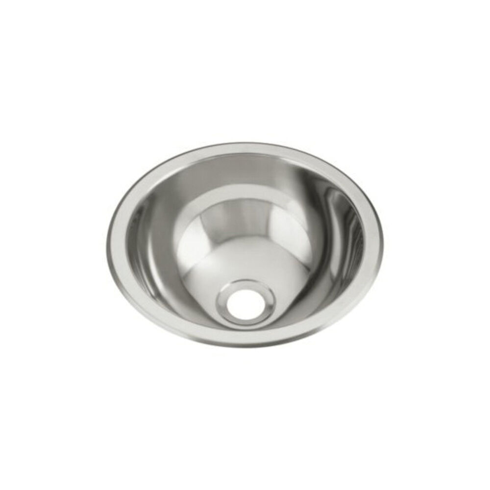 Sterling® 1411-0 Entertainment Self-Rimming Lavatory Sink, Round, 13-5/8 in Wx5-1/4 in H, Top/Under Mount, Stainless Steel, Mirror