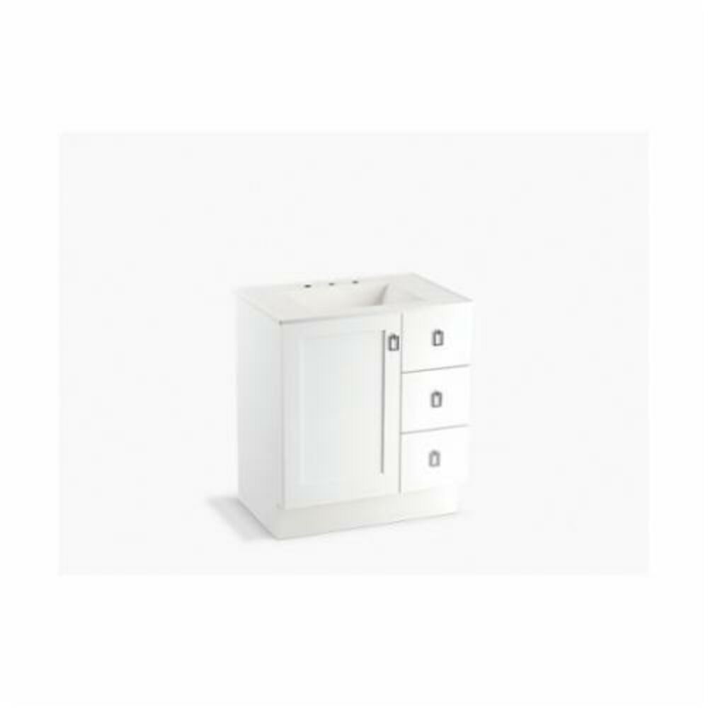 Kohler® 99530-TKR-1WA Poplin® Bathroom Vanity Cabinet With Toe Kick, Free Standing Mount, Linen White Cabinet