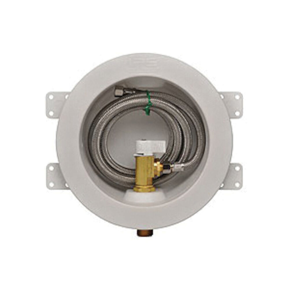 Water-Tite 88487 Round Ice Maker Outlet Box w/ Hose, Quarter Turn Valve, Domestic
