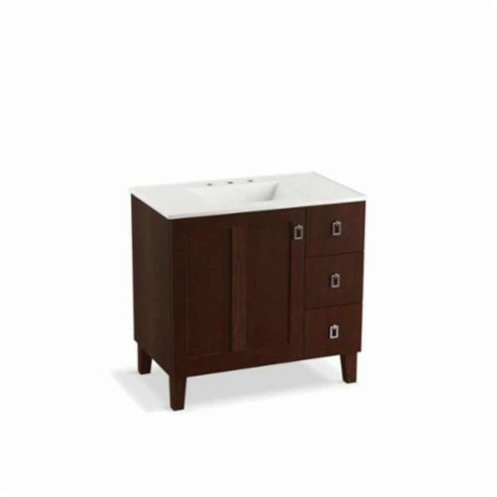 99533-LGR-1WG Poplin® Bathroom Vanity Cabinet With Furniture Legs, 34-1/2 in OAHx36 in OAWx21-7/8 in OAD, Free Standing Mount, Cherry Tweed Cabinet