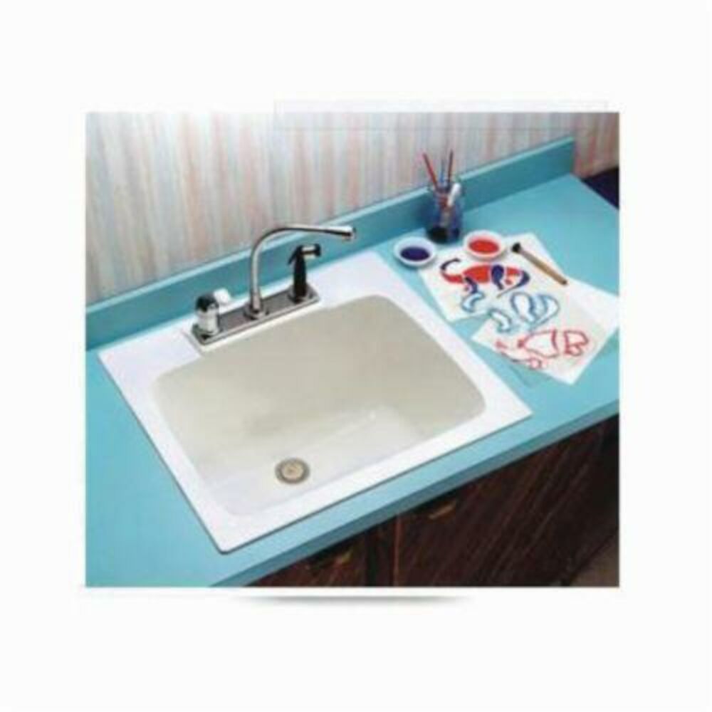 ELM® MUSTEE 10 Utility Sink, 25" W x 13-3/4" D x 22" H, Durastone®, Semi-Gloss White
